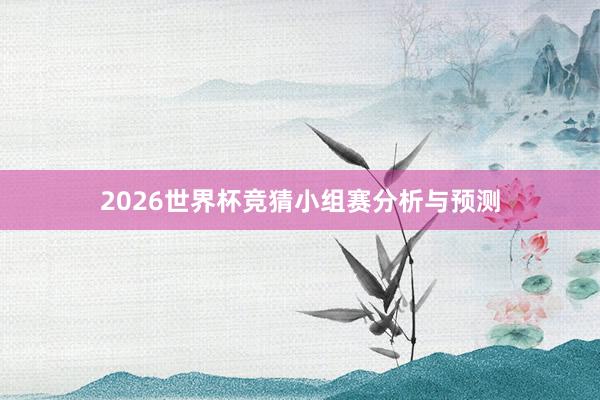 2026世界杯竞猜小组赛分析与预测